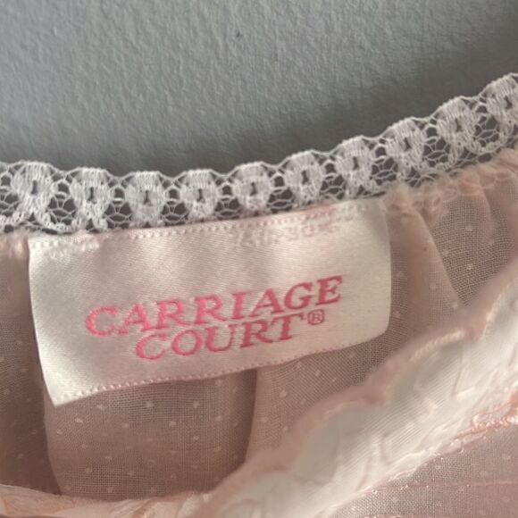 Women’s M Vintage Grandmacore Cottagecore Pink polka dot Lace nightgown - Picture 7 of 15